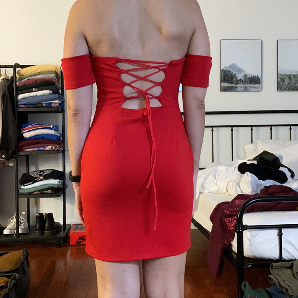 Red Off the Shoulder Dress